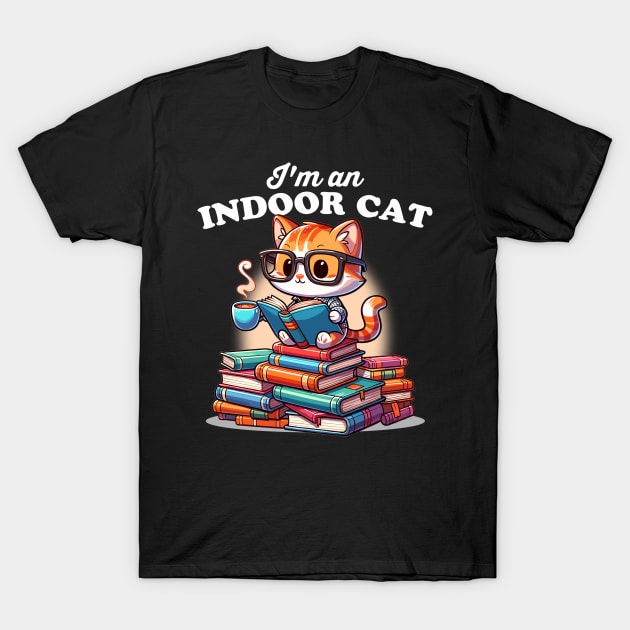 I'm an Indoor Cat Reading Books T-Shirt by DetourShirts